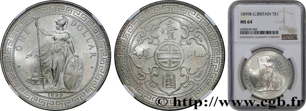 GRANDE BRETAGNE - VICTORIA Trade dollar 1899 Bombay SPL64 NGC