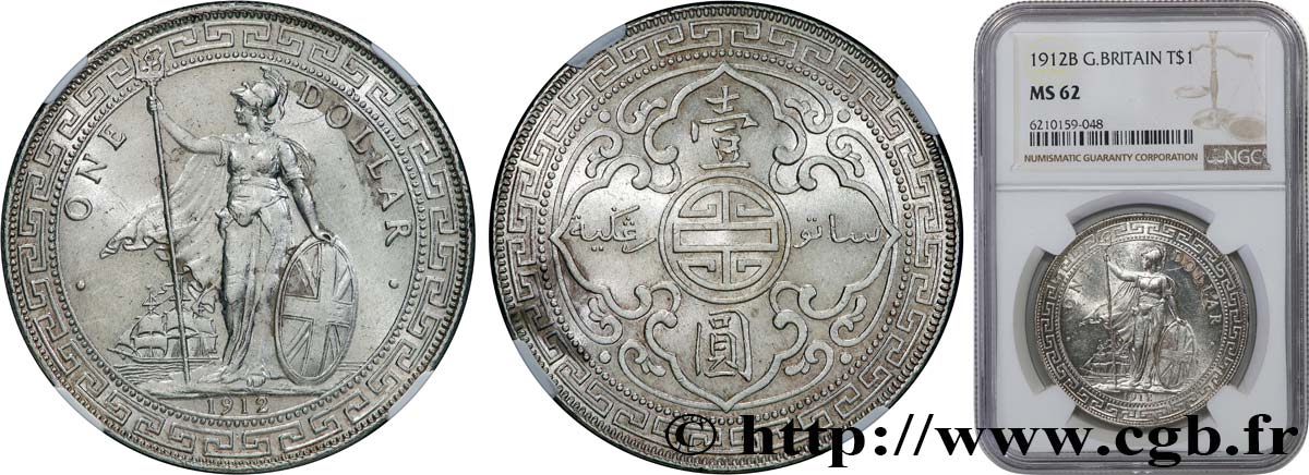 GRAN BRETAÑA - VICTORIA Trade dollar 1912 Bombay EBC62 NGC