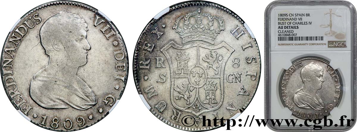 ESPAÑA - REINO DE ESPAÑA - FERNANDO VII 8 Reales 1809 Séville EBC NGC