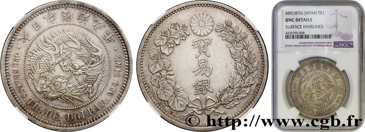 JAPAN Trade Dollar 1876  fST NGC