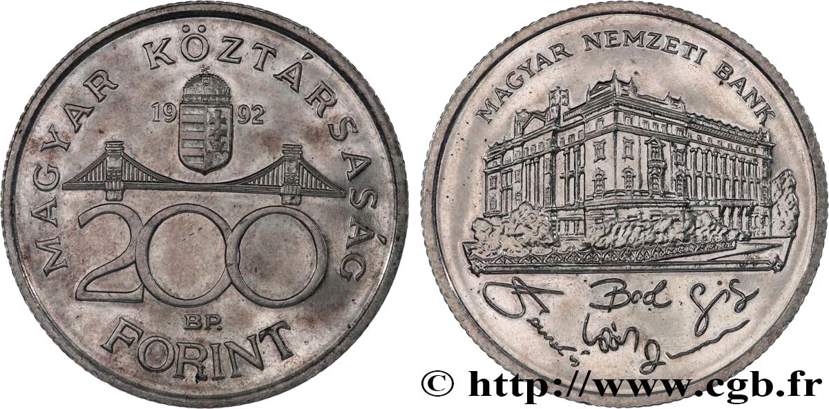 UNGARN 200 Forint Banque centrale de Hongrie 1992 Budapest VZ 