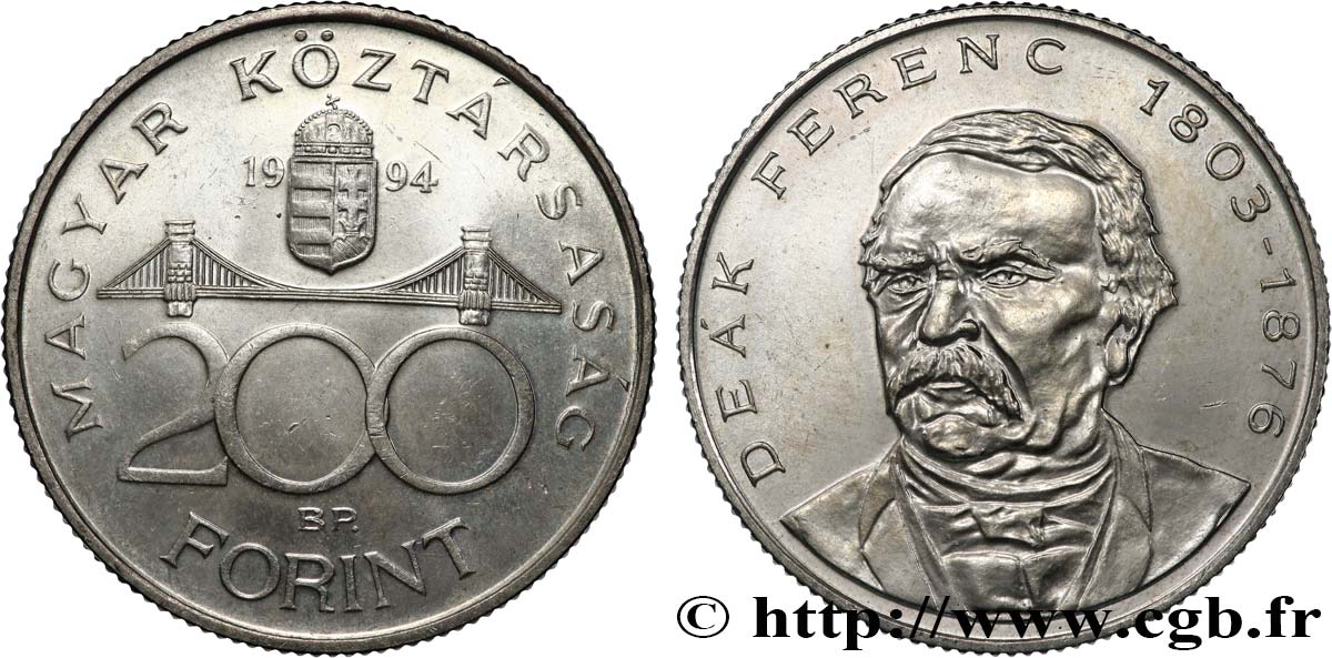 HONGRIE 200 Forint Ferenc Deák 1994 Budapest SUP 