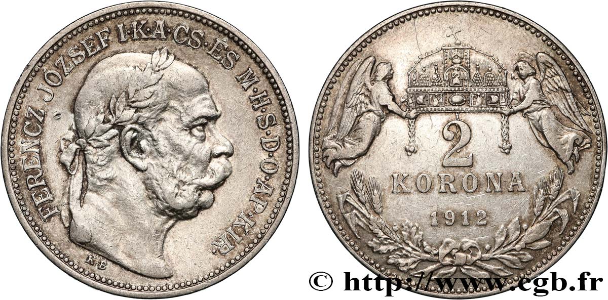 HUNGARY 2 Korona François-Joseph Ier  1912  XF 