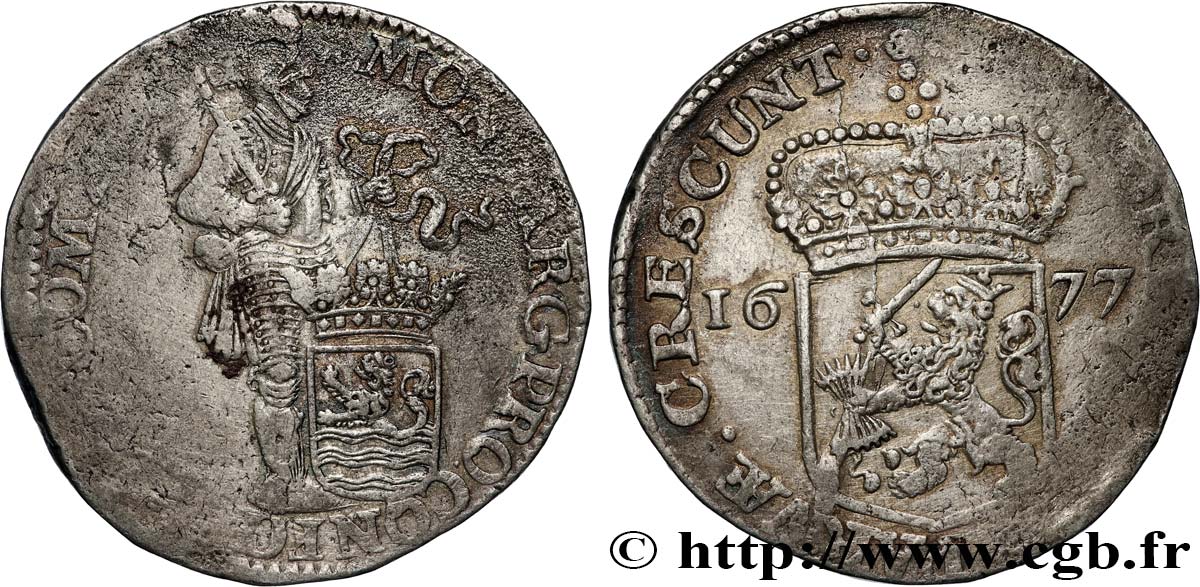 PAYS-BAS - PROVINCES-UNIES - ZÉLANDE 1 Ducat d’argent  1677 Middlebourg q.BB/BB 