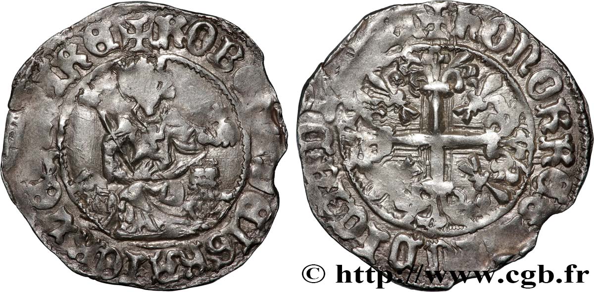 ITALY - KINGDOM OF NAPLES - ROBERT OF ANJOU Gigliato (Gillat) ou Carlin d argent n.d. Naples AU 