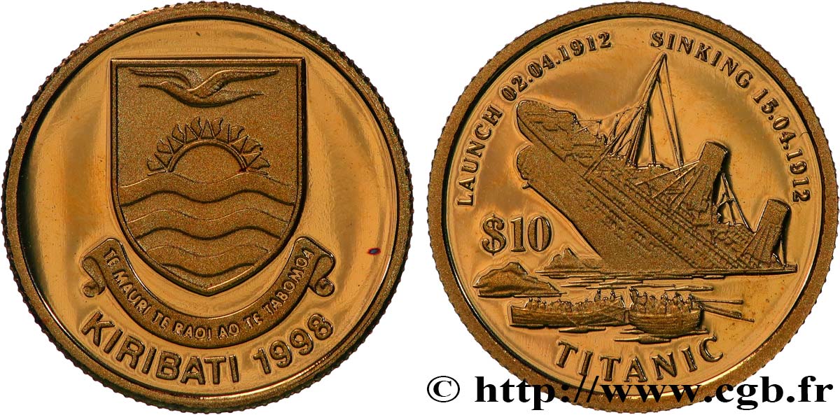 KIRIBATI 10 Dollars Titanic 1998  MS 