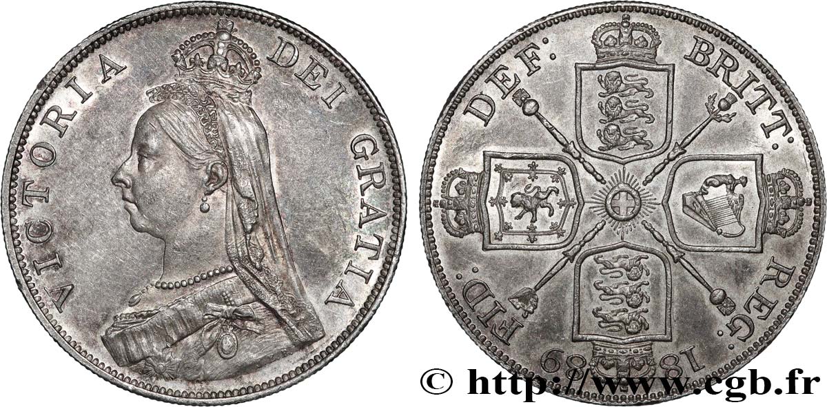 GREAT BRITAIN - VICTORIA Double Florin Victoria buste du jubilé 1889  AU/AU 