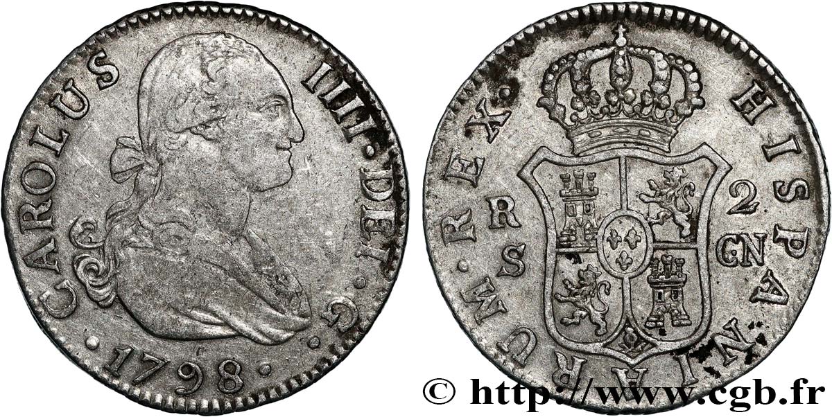 ESPAÑA - REINO DE ESPAÑA - CARLOS IV 2 Reales  1798 Séville MBC 