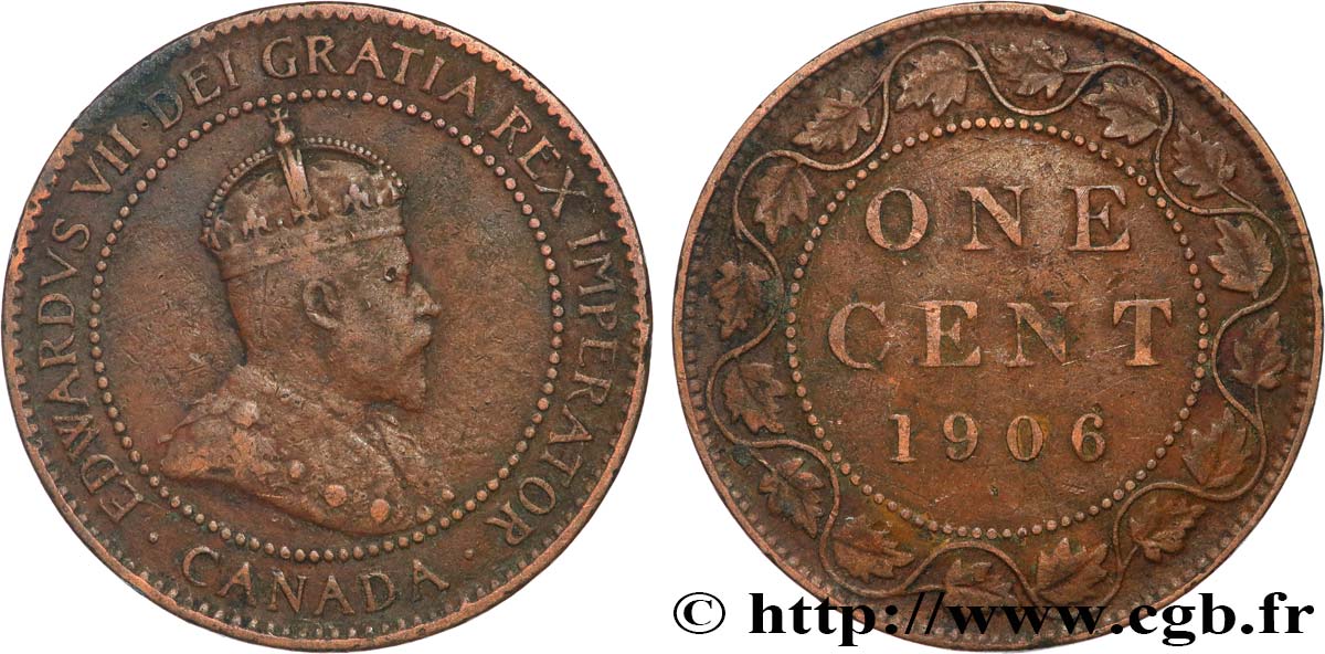 CANADA 1 Cent Edouard VII 1906  TB+ 