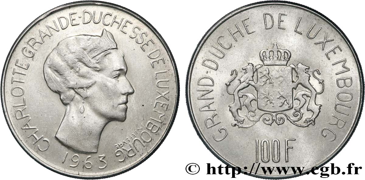 LUXEMBURGO 100 Francs Grande-Duchesse Charlotte 1963  EBC 