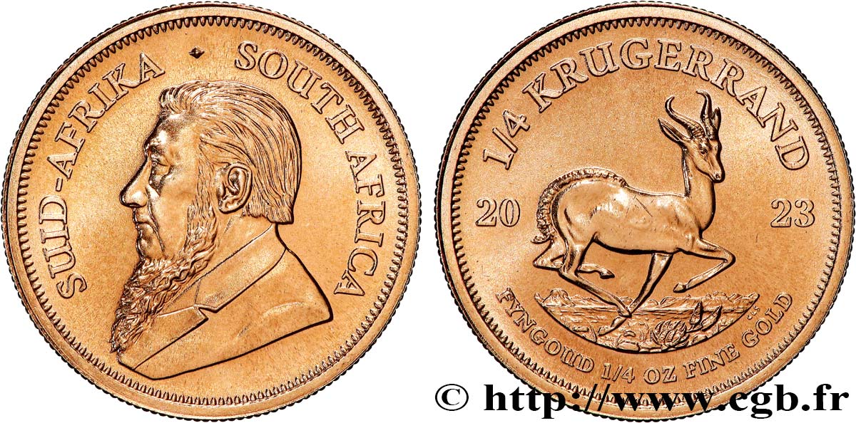 OR, PALLADIUM ET PLATINE INVESTISSEMENT 1/4 Oz - 1/4 Krugerrand Paul Kruger 1980 Prétoria FDC 
