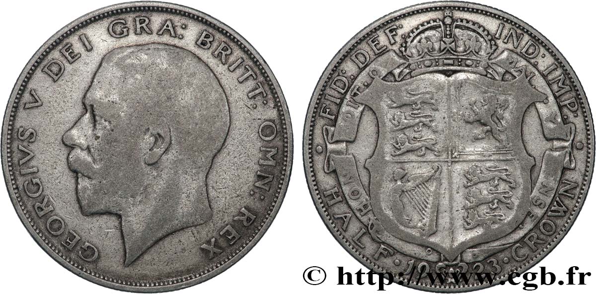 REINO UNIDO 1/2 Crown Georges V 1923  BC 