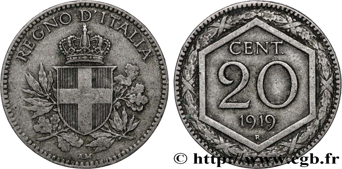 ITALIE 20 Centesimi écu 1919 Rome  TTB 