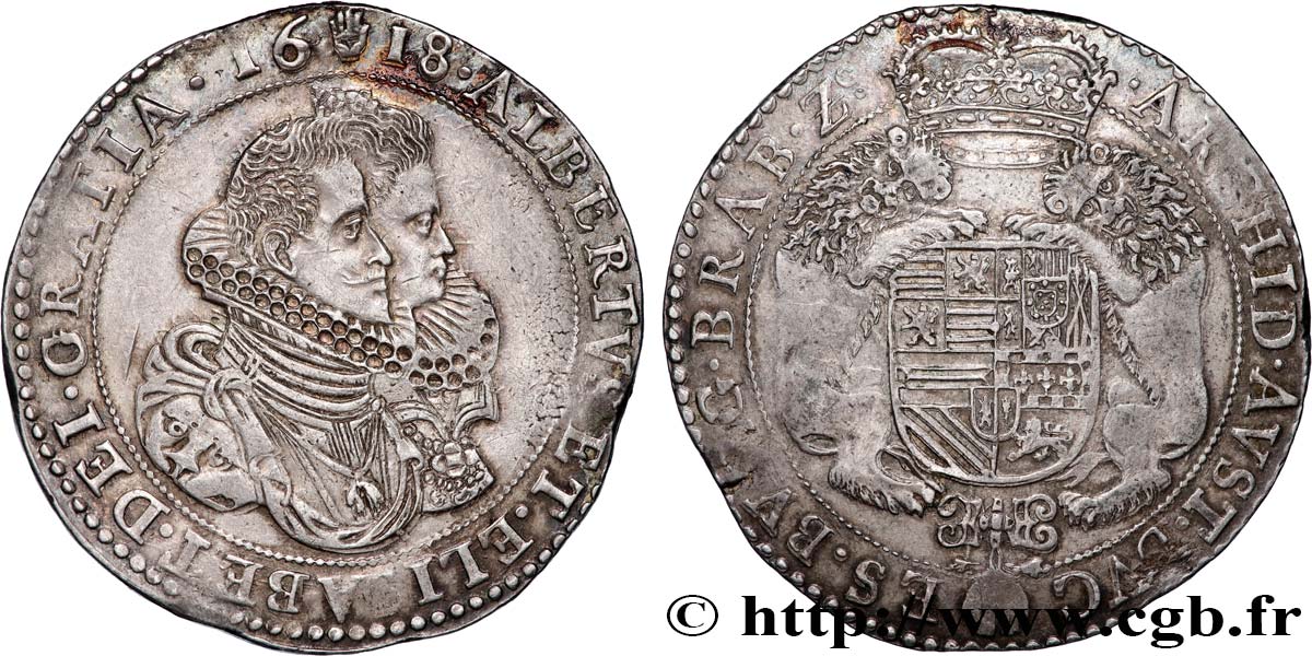 BELGIUM - SPANISH NETHERLANDS Ducaton Albert et Élisabeth 1618 Anvers AU 
