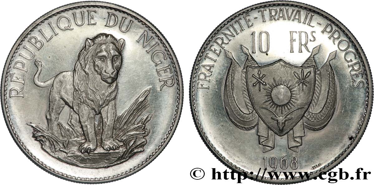 NIGER Essai 10 Francs 1968  SPL 