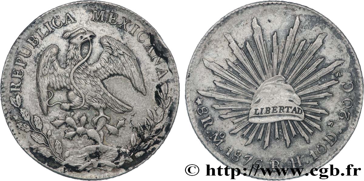 MESSICO 8 Reales 1876 Mexico BB 