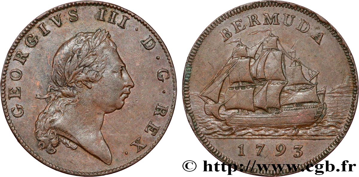 BERMUDA 1 Penny Georges III 1793  AU 