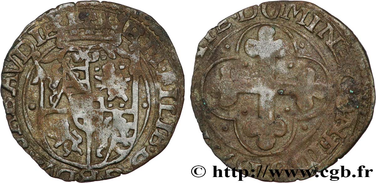 DUCADO DE SABOYA - MANUEL FILIBERTO Sol, 4e type (soldo di IV tipo) 1579 Chambery BC+ 