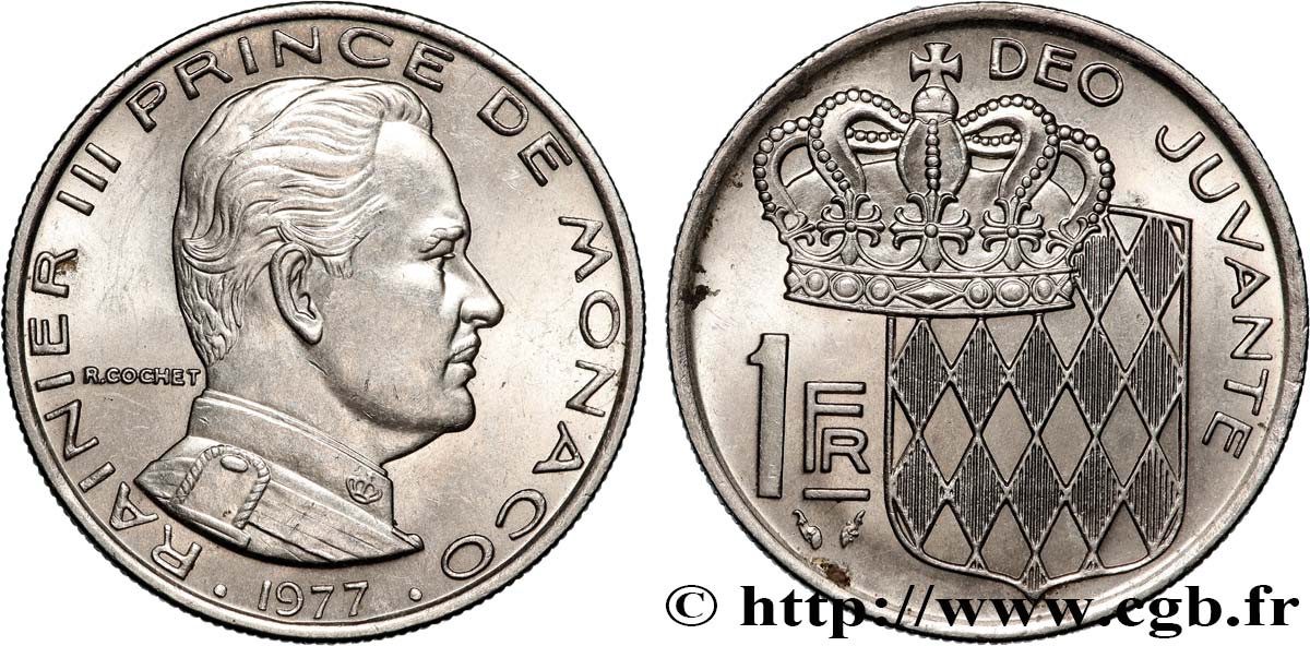 MONACO 1 Franc Rainier III 1977 Paris EBC 