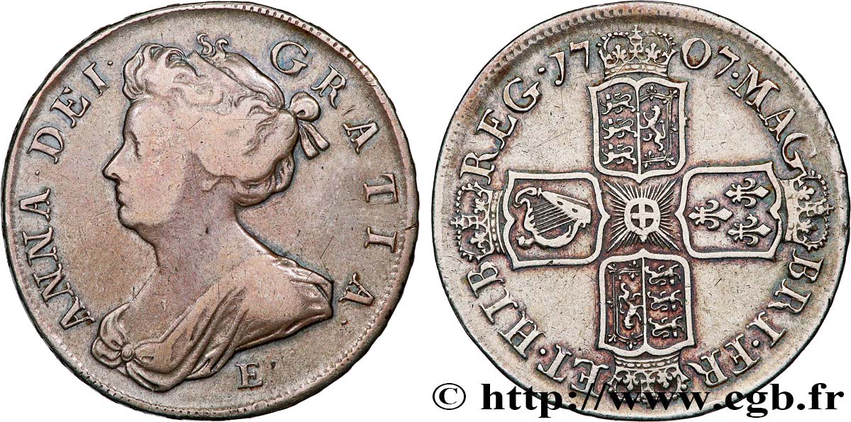 GRANDE-BRETAGNE - ANNE 1/2 Crown  1707 Edimbourg TB/TB+ 