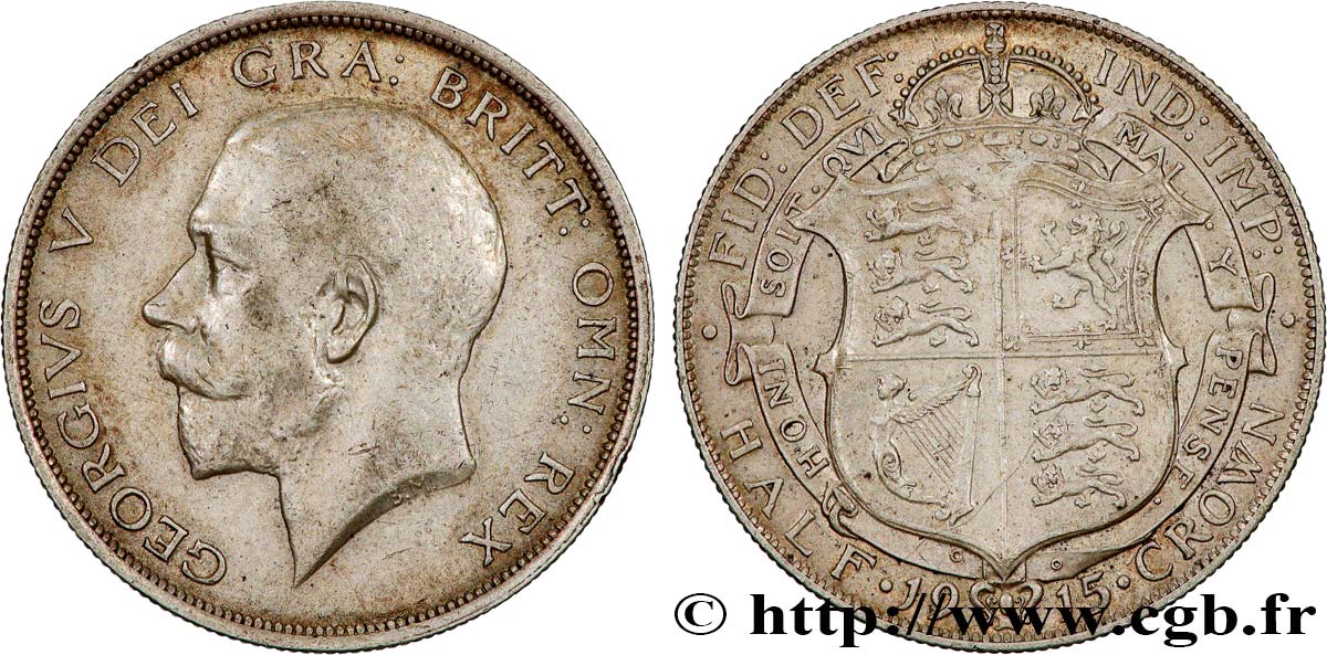 VEREINIGTEN KÖNIGREICH 1/2 Crown Georges V 1915 Londres SS 