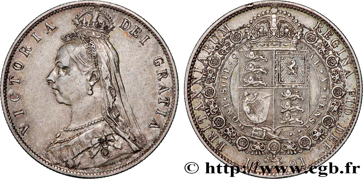 GROßBRITANNIEN - VICTORIA 1/2 Crown Victoria buste du jubilé 1891  SS 