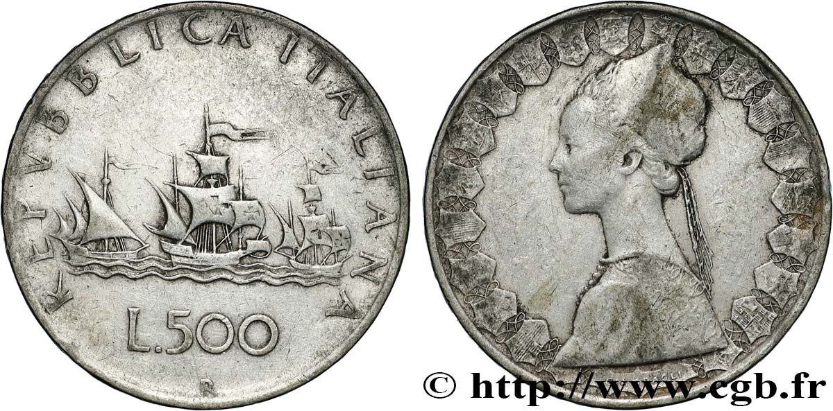 ITALIE 500 Lire “caravelles” 1960 Rome TTB 