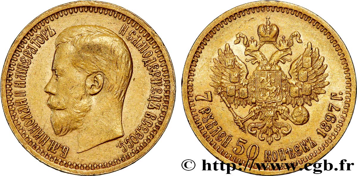 RUSSLAND - NIKOLAUS II. 7 Roubles 50 Kopecks 1897 Saint-Petersbourg SS 