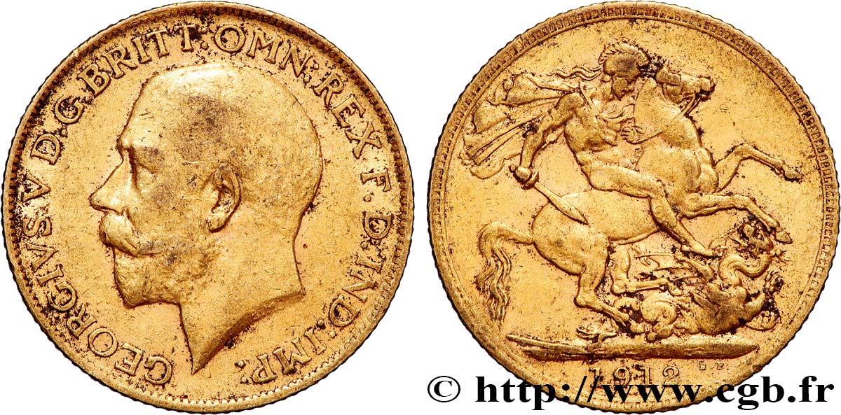 INVESTMENT GOLD 1 Souverain Georges V 1912 Londres SS 