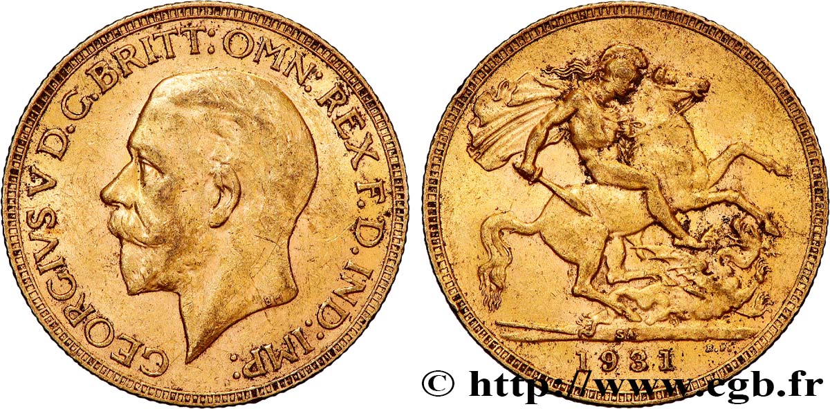 INVESTMENT GOLD 1 Souverain Georges V 1931 Afrique du Sud fVZ 