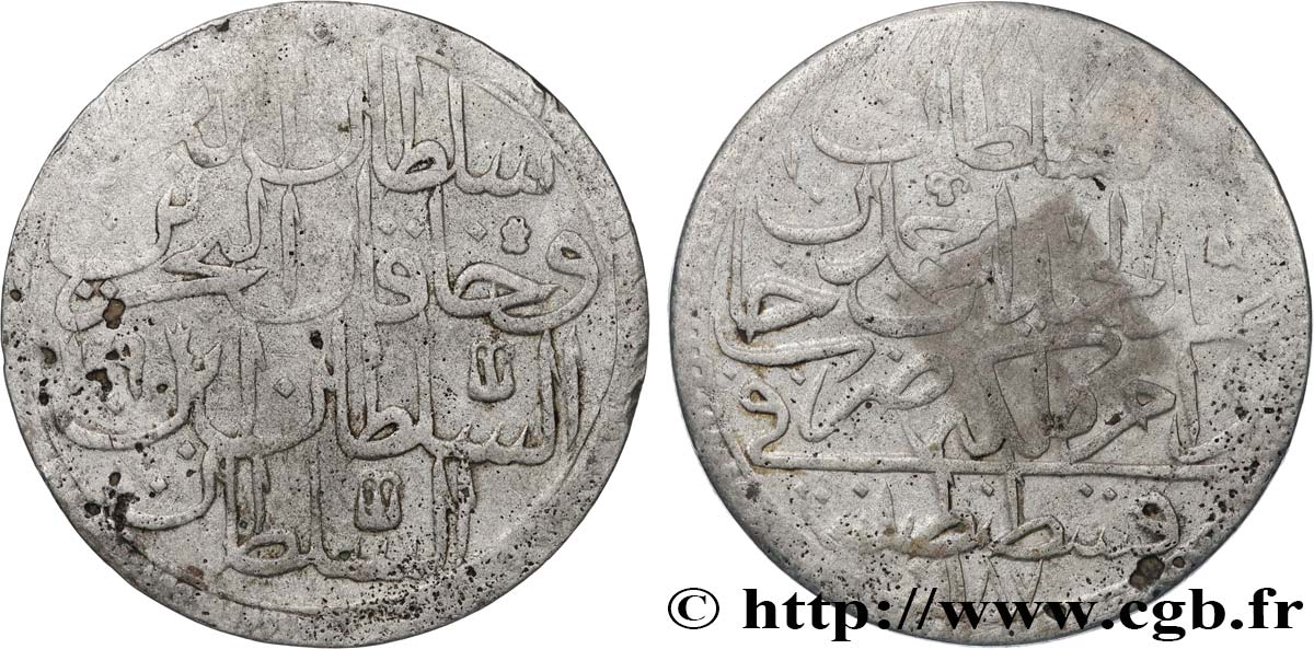 TURQUíA 2 Zolota (60 Para) AH 1187 an 9 au nom de Abdul Hamid I (1785) Constantinople MBC 