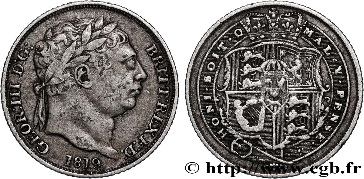 GRAN BRETAÑA - JORGE III 6 Pence  1819 Londres MBC 
