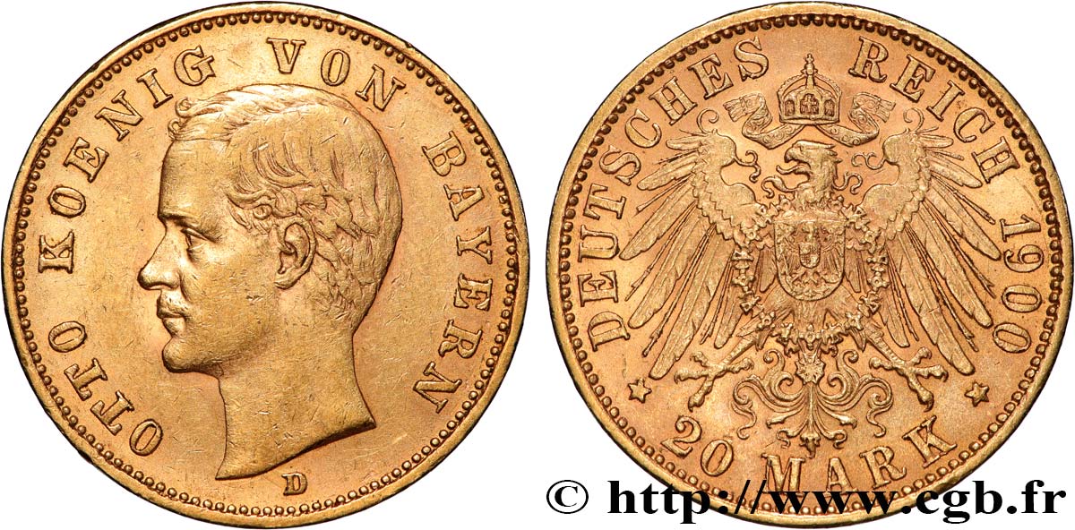 GERMANY - KINGDOM OF BAVARIA - OTTO 20 Mark  1900 Munich XF/AU 