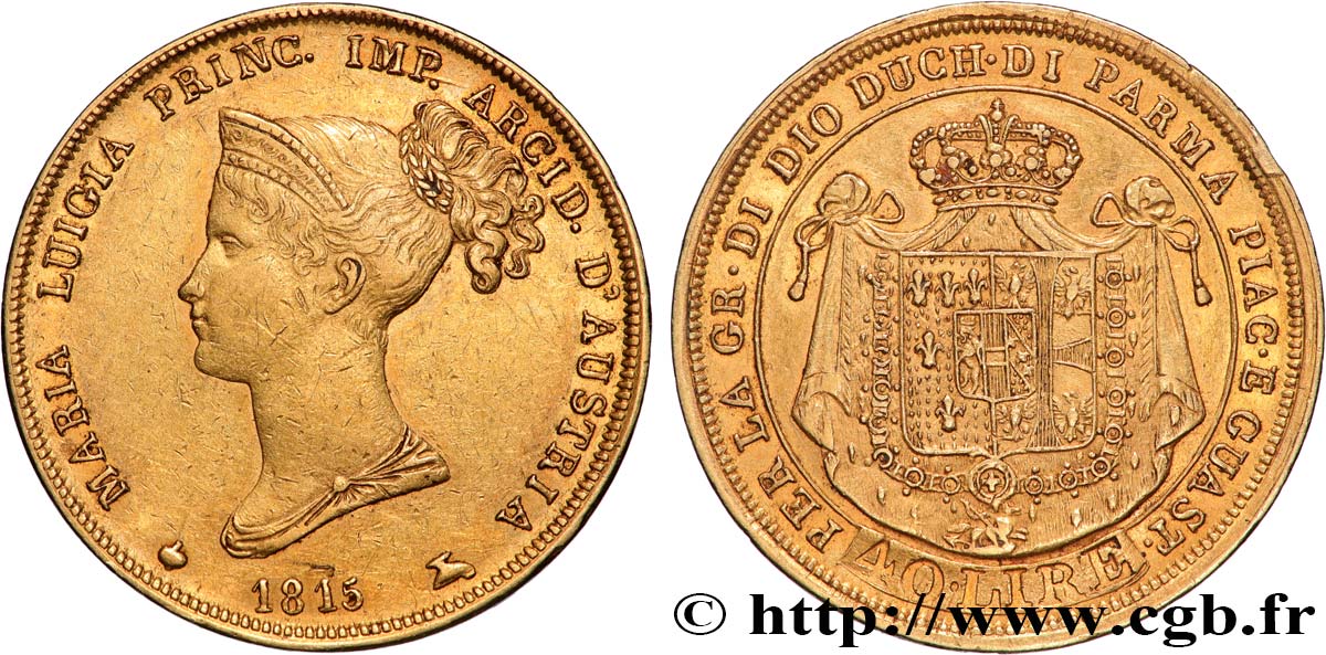 ITALY - PARMA AND PIACENZA 40 Lire Marie-Louise 1815 Milan XF/AU 