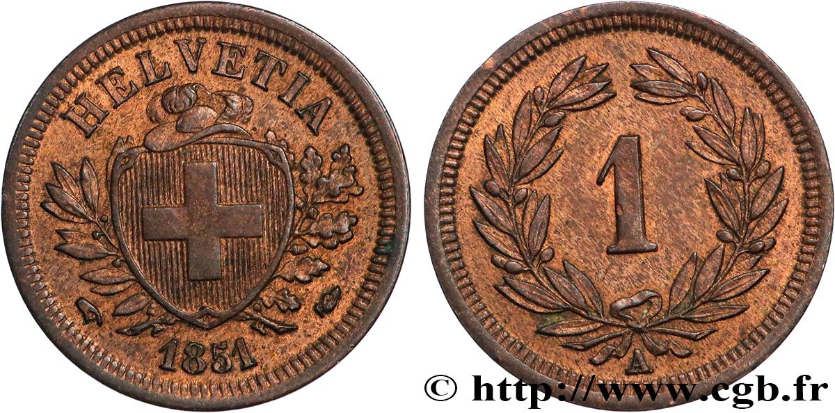 SUISSE 1 Centime (Rappen) 1851 Paris SUP 