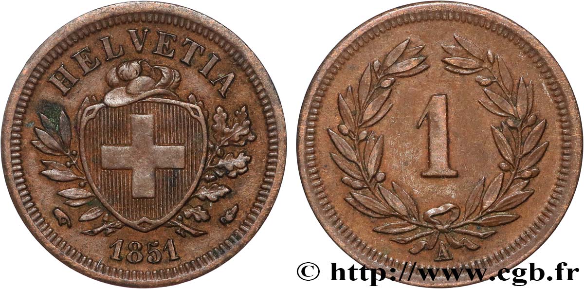 SUISSE 1 Centime (Rappen) 1851 Paris TTB+ 