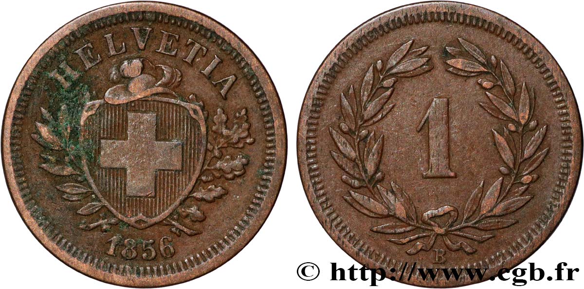 SWITZERLAND 1 Centime (Rappen) 1856 Paris XF 