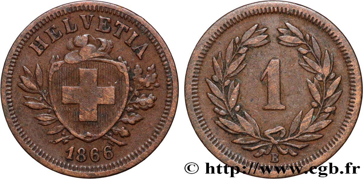SUIZA 1 rappen 1866 Berne MBC 