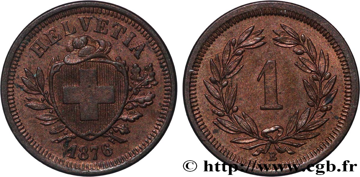 SUIZA 1 rappen 1876 Berne EBC 