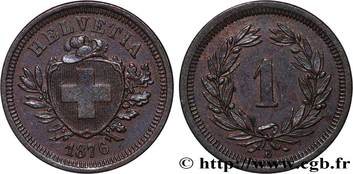 SUIZA 1 rappen 1876 Berne EBC 