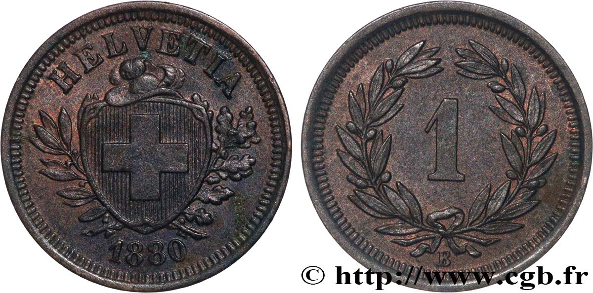 SWITZERLAND 1 Centime (Rappen) 1880 Berne AU 