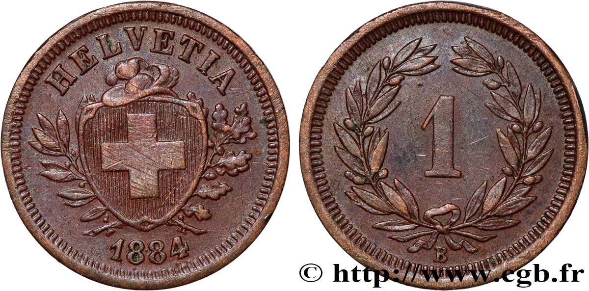SWITZERLAND 1 Centime (Rappen) 1884 Berne AU 