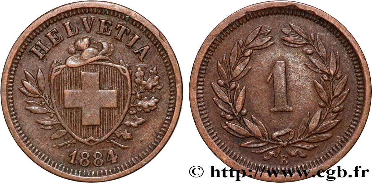 SWITZERLAND 1 Centime (Rappen) 1884 Berne AU 