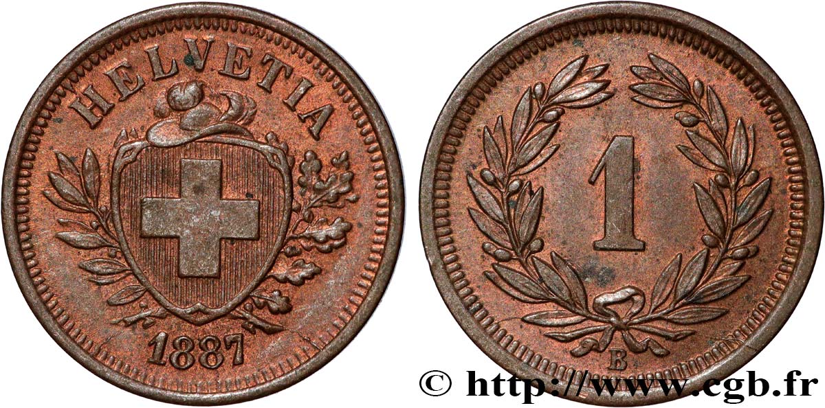 SWITZERLAND 1 Centime (Rappen) 1887 Berne AU 