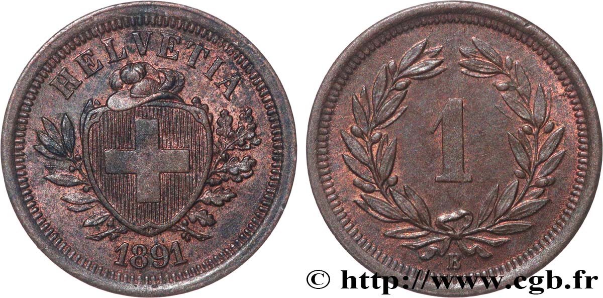 SUIZA 1 Centime (Rappen) 1891 Berne EBC 