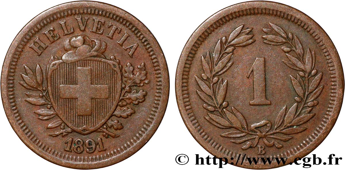 SUIZA 1 Centime (Rappen) 1891 Berne MBC+ 