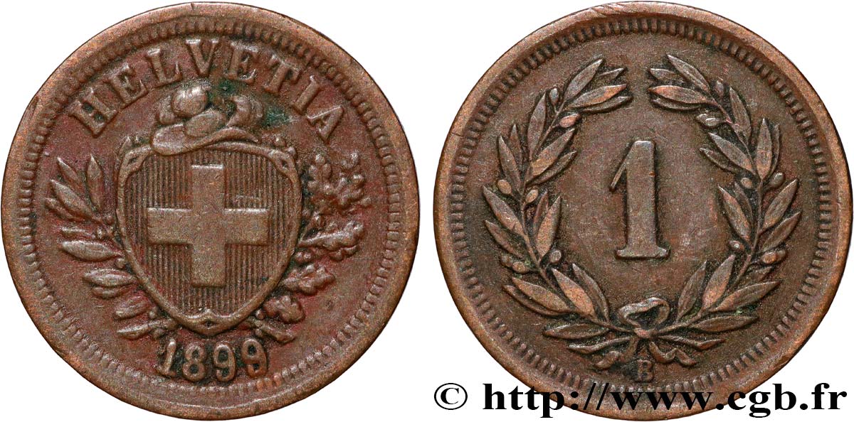 SWITZERLAND 1 Centime (Rappen) 1899 Berne XF 