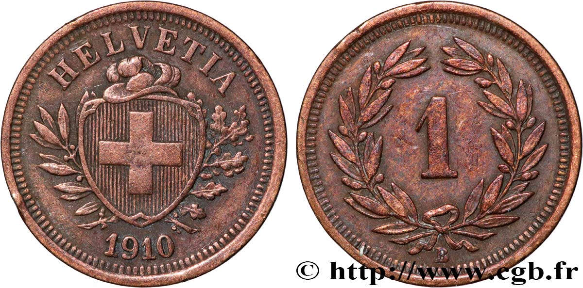 SVIZZERA  1 Centime (Rappen) Croix Suisse 1910 Berne BB 