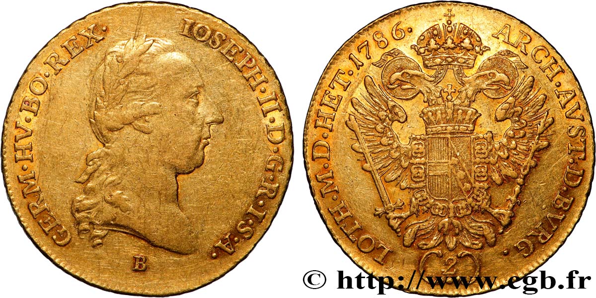 AUTRICHE - JOSEPH II 2 Ducat d or 1786 Vienne XF/AU 