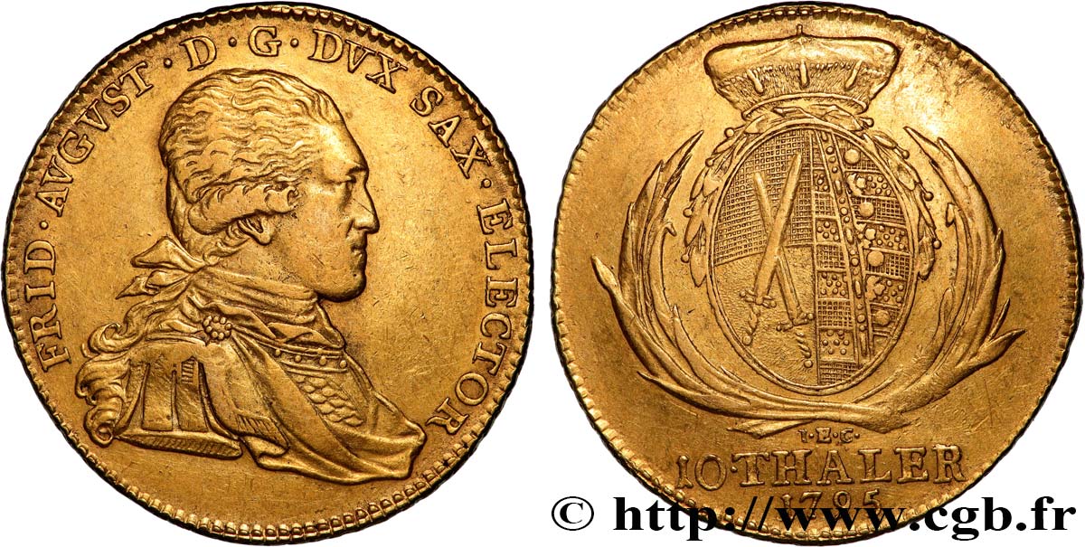 GERMANY - ELECTORATE OF SAXONY - FREDERICK-AUGUSTUS III 10 Thalers 1795 Dresde XF 